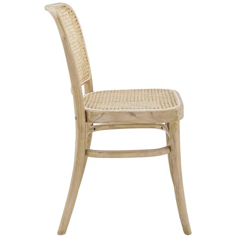 Winona Gray Elm Wood and Cane Side Chair