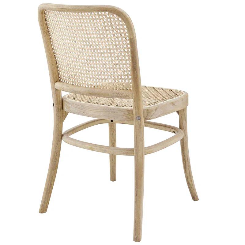 Winona Gray Elm Wood and Cane Side Chair