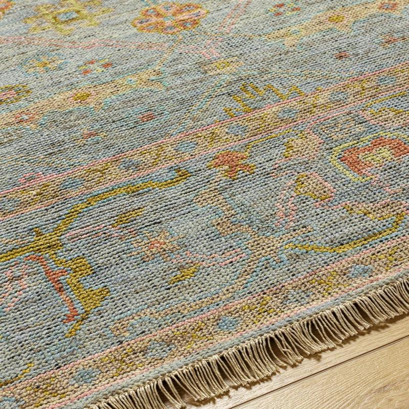 Hand-Knotted Blue Wool and Cotton 6' x 9' Area Rug