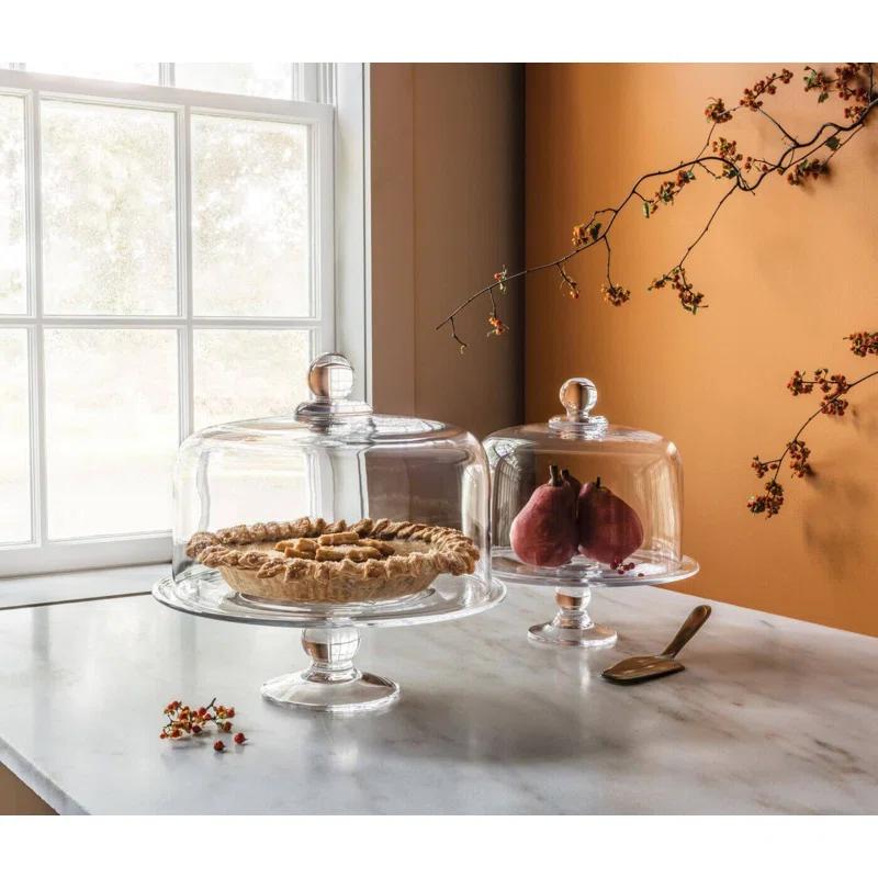 Clear Glass Pedestal Cake Stand with Dome