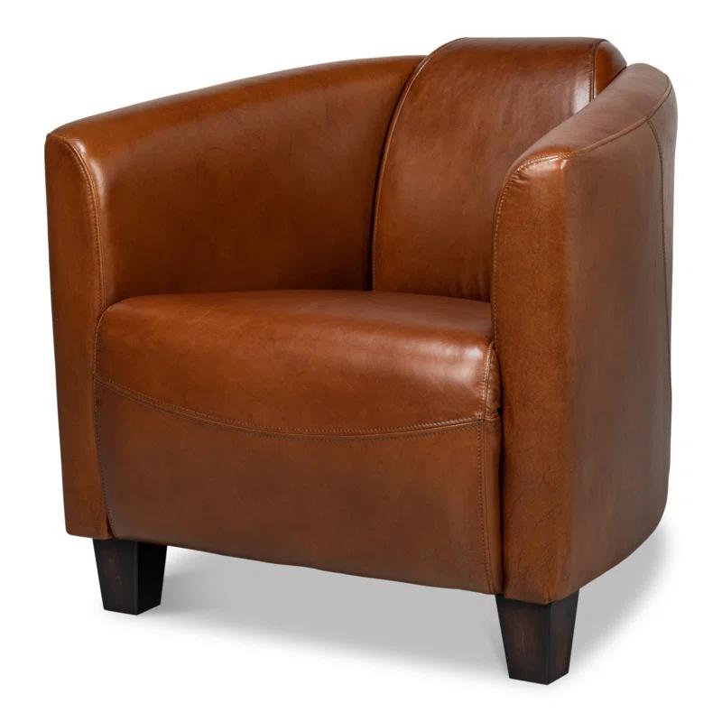 Transitional Mandy 33" Brown Genuine Leather Armchair