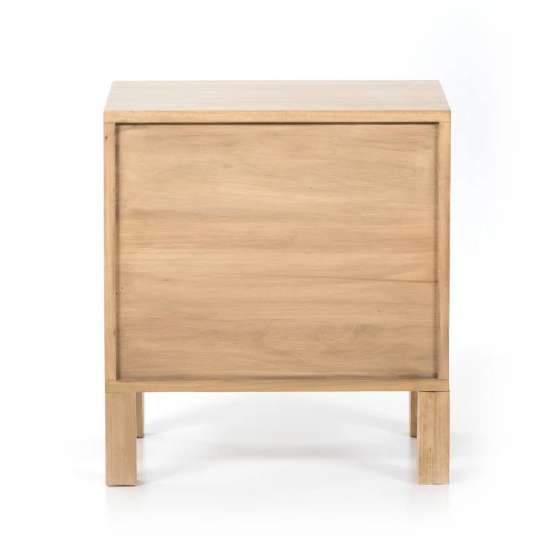 Isador Cubed Nightstand in Dry Wash Poplar with Iron and Leather Accents