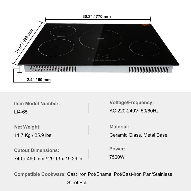 VEVOR 30" 4 Burner Induction Cooktop