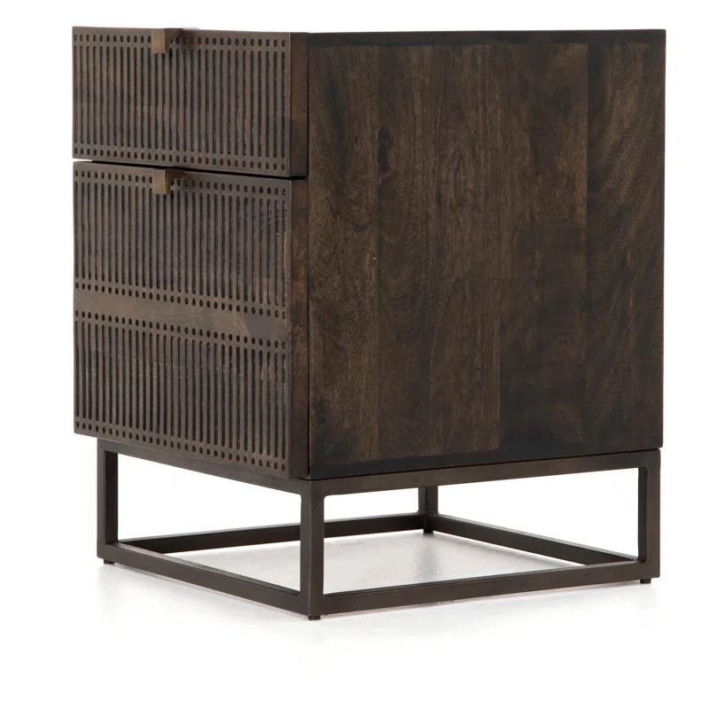 Fallon Vintage Brown 2-Drawer Legal Filing Cabinet with Iron Base