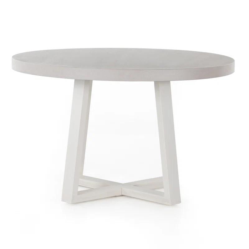 Cyrus 47'' Beige and White Round Outdoor Dining Table