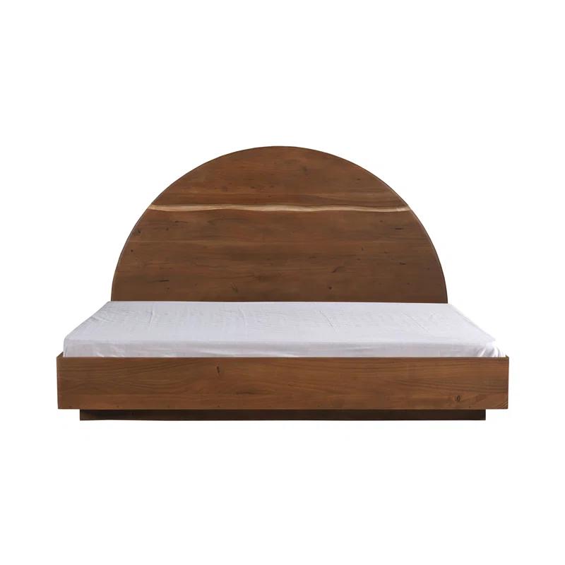 Rustic Luxe Rounded Headboard Acacia Wood Queen Bed
