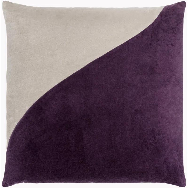 Purple and Cream Cotton Square Throw Pillow Set