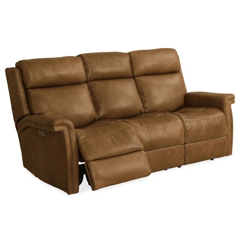 Venerando Latte Brown Leather Reclining Sofa