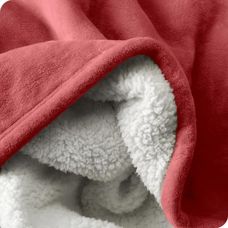 Plush Twin/Twin XL Reversible Sherpa Fleece Blanket in Gray