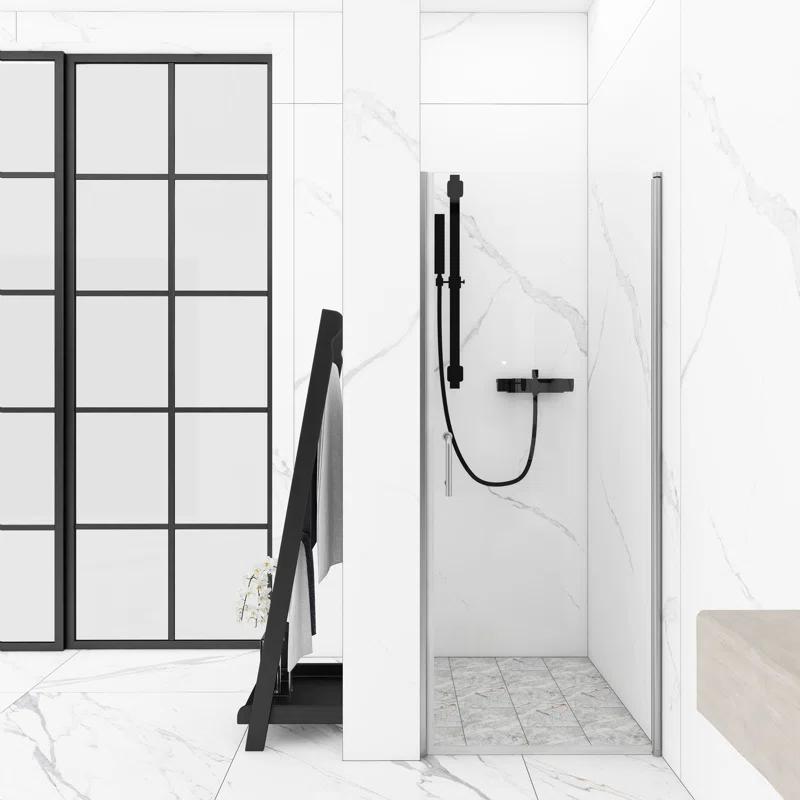 30'' - W x 72'' H Pivot Door Semi-Frameless Shower Door with