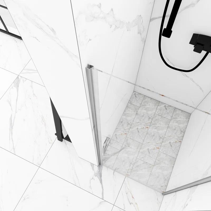 30'' - W x 72'' H Pivot Door Semi-Frameless Shower Door with