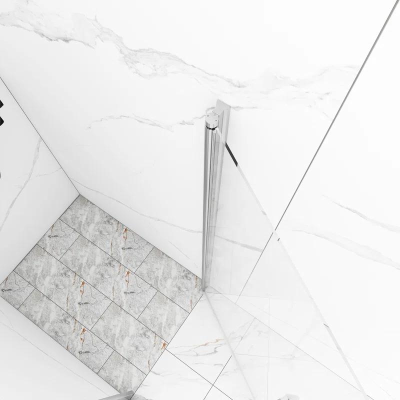 30'' - W x 72'' H Pivot Door Semi-Frameless Shower Door with