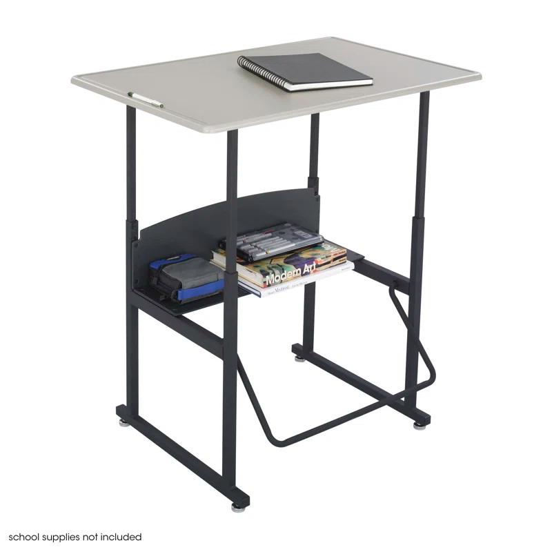 ErgoActive Black Steel Adjustable Height Standing Desk with Pendulum Footrest