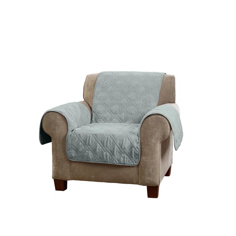 Sea Glass Quilted Microfiber Chair Cover with Non-Slip Grip