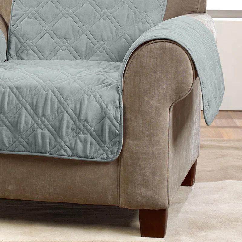 Sea Glass Quilted Microfiber Chair Cover with Non-Slip Grip