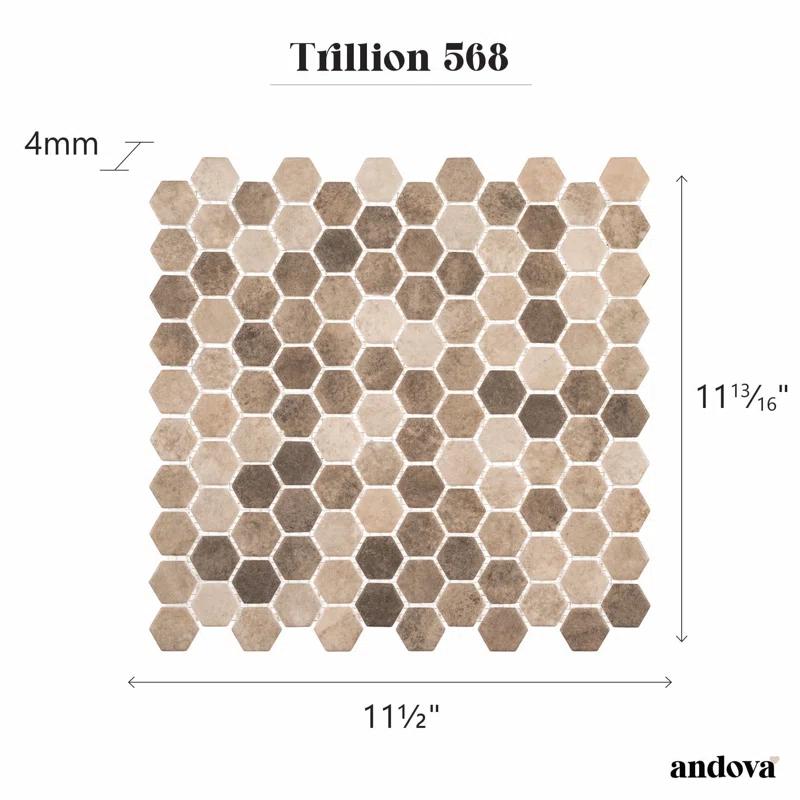 Trillions Hexagon Honeycomb Glass Mosaic Kitchen Backsplash, Bathroom, Shower, Pool, Wall and Floor Tile