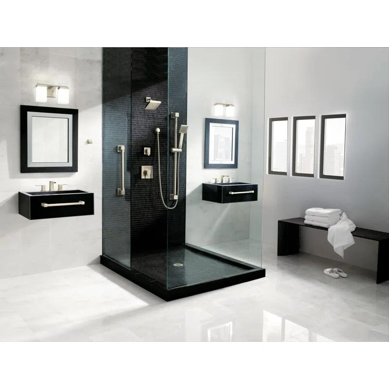 Contemporary Chrome Black Wall-Mounted Rain Shower System