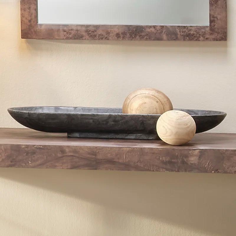 Handcrafted 26'' Long Gray Marble Decorative Bowl