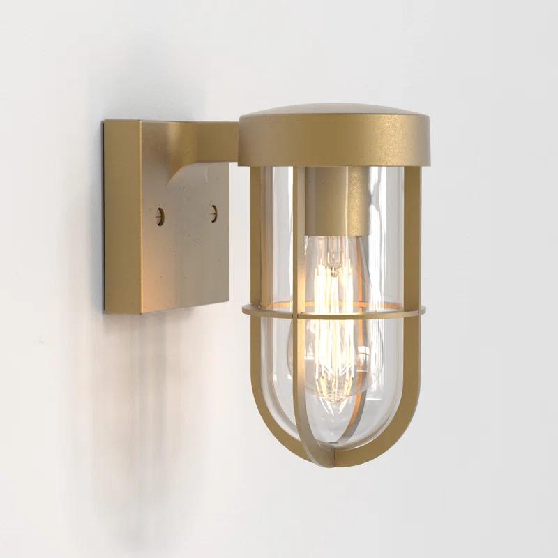 Antique Brass Jelly Jar Dimmable Sconce with Clear Glass Shade