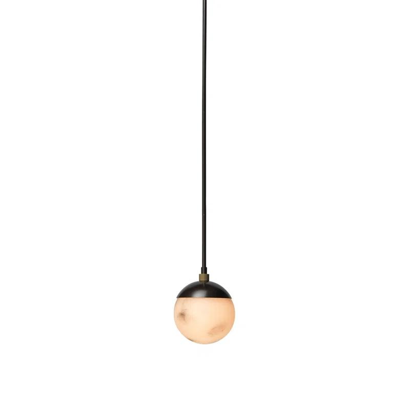 Mini Globe LED Pendant in Oil Rubbed Bronze with Faux Alabaster Shade