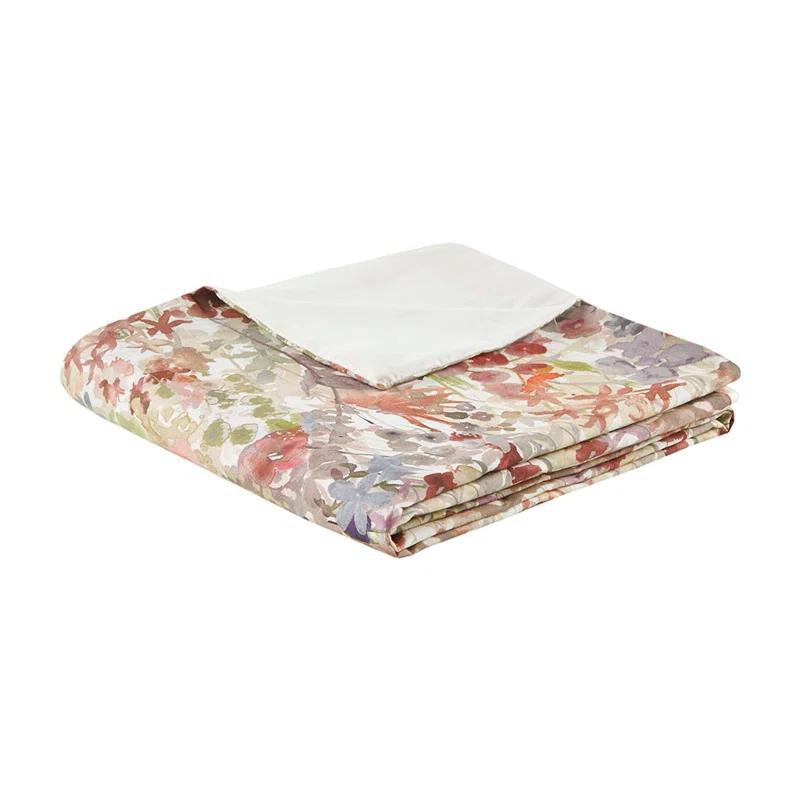 Mariana King/Cal King Cotton Watercolor Floral Duvet Cover Set