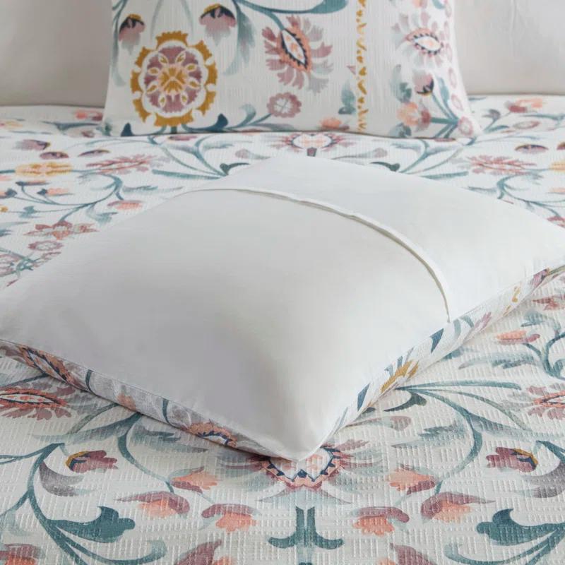 Blush Floral Full Microfiber Down Alternative Comforter Set