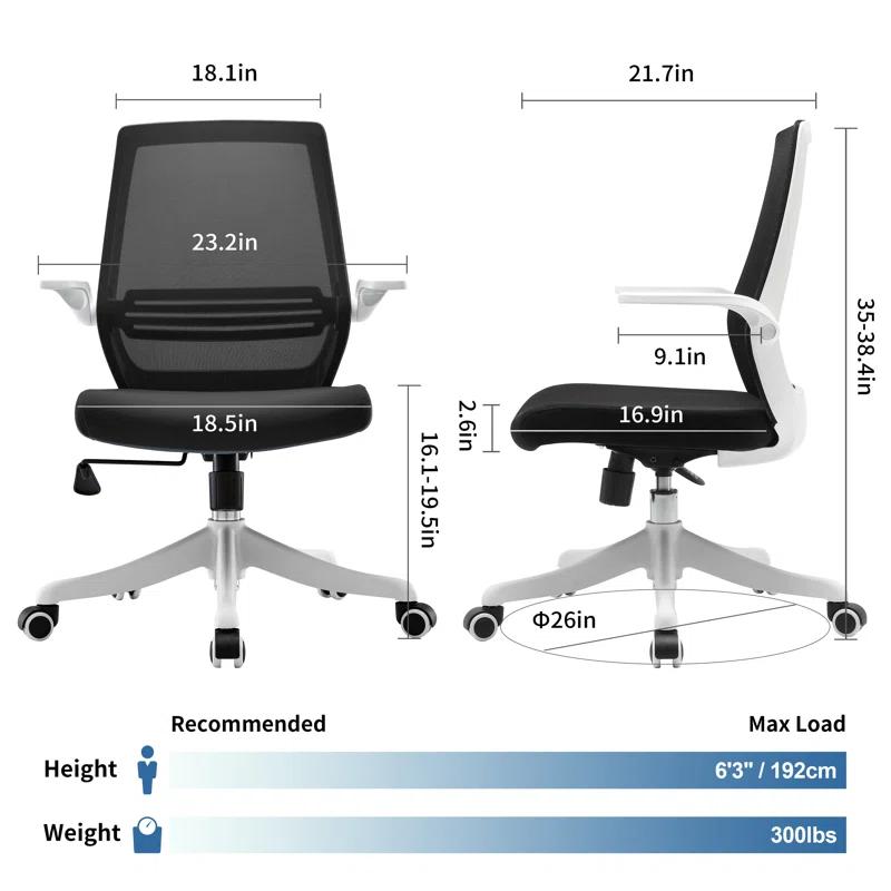 Modern Ergonomic Executive Mesh Office Chair with Adjustable Arms, Black
