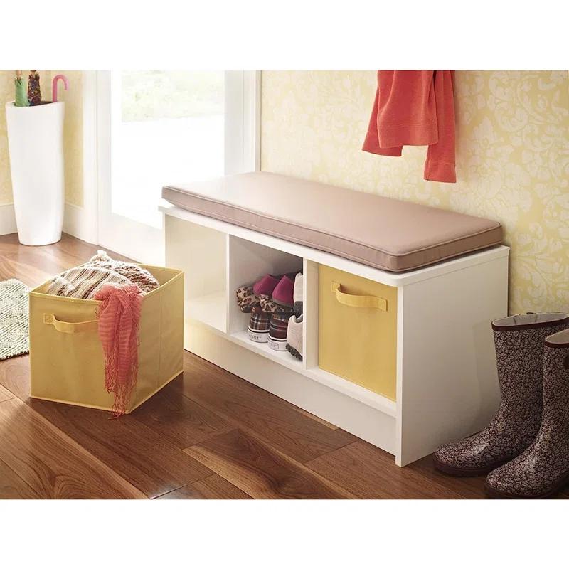 Modern White Cubeicals 3-Cube Storage Bench with Cushion