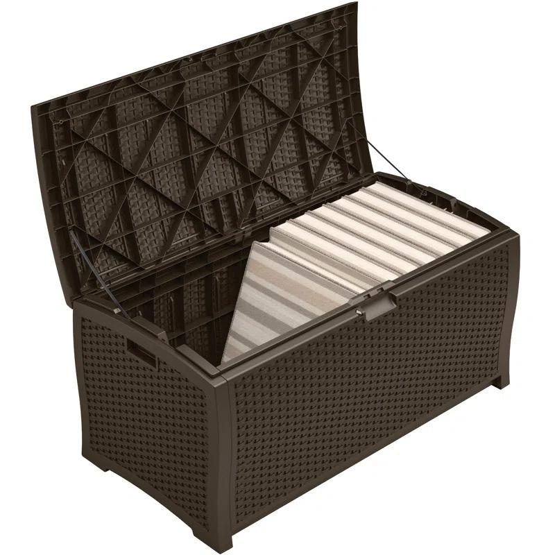 Mocha Brown Wicker Resin 99-Gallon Lockable Deck Box