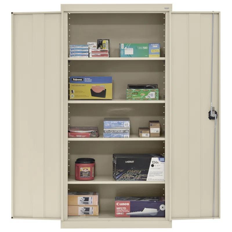 Elite 72" Putty Steel Office Storage Cabinet with Adjustable Shelves