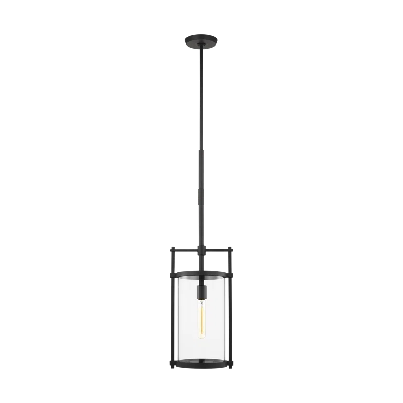 Eastham Textured Black Outdoor Pendant with Glass Shade