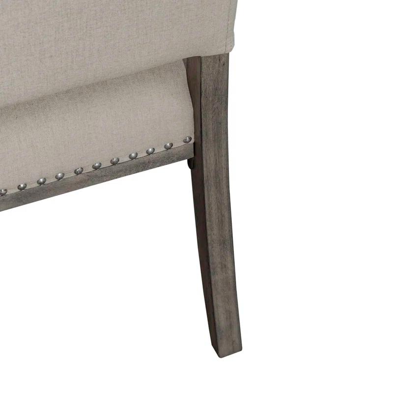 Havana Brown Upholstered Side Chair with Nailhead Trim