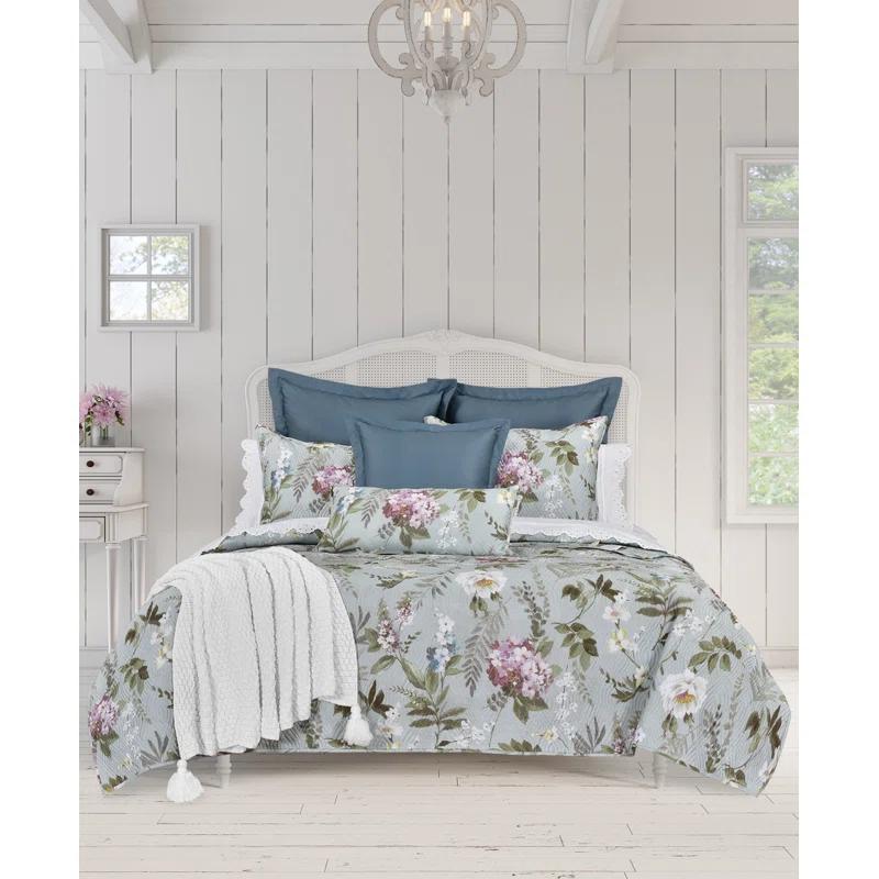 Blush Floral Organic Full Quilt Set