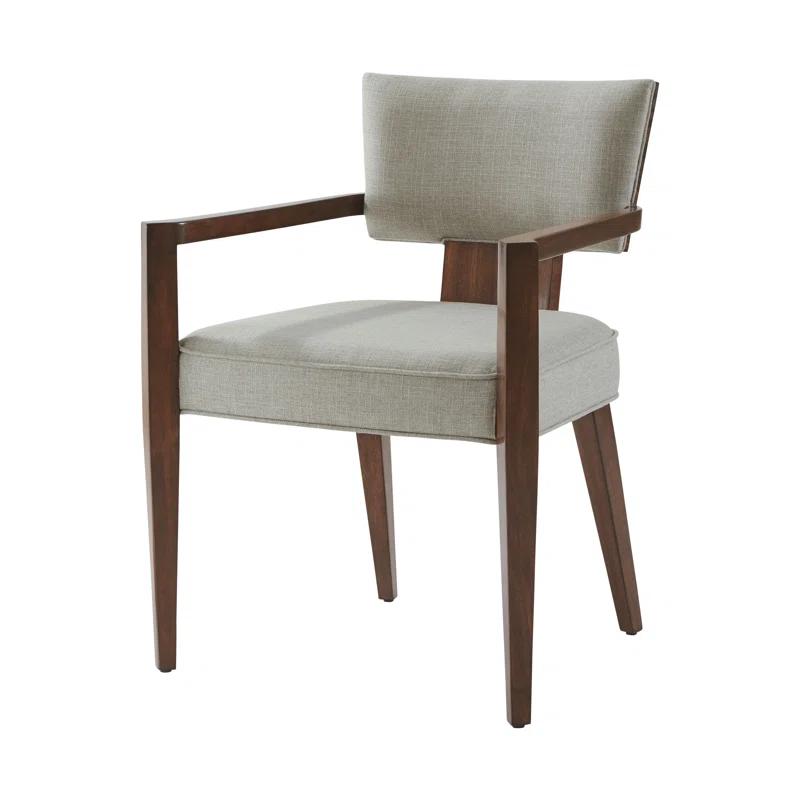 Brown Solid Wood Upholstered Arm Chair - Classic Elegance