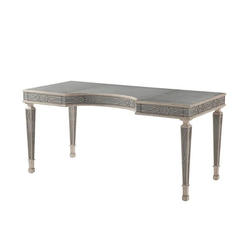 Morning Room Solid Wood Grey Limestone Writing Desk with Drawer