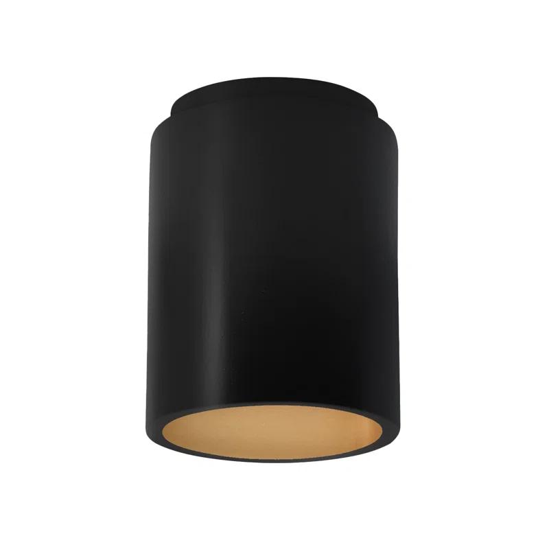 Matte Black Cylinder Ceramic Outdoor Wall Light 8.5"