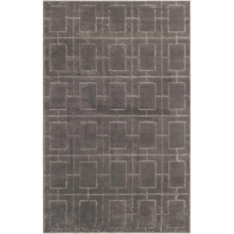 Glam Geometric Gray Silver Area Rug