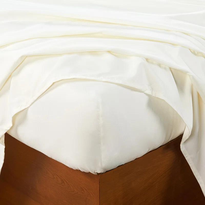 Ivory Embroidered Microfiber Full Bed Sheet Set