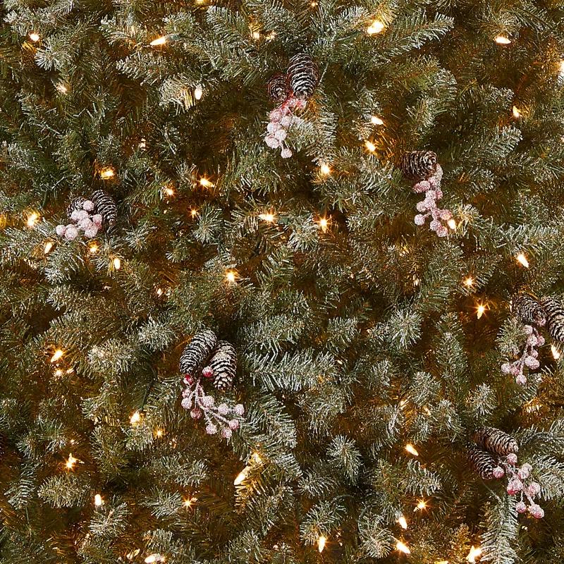 Frosted Dunhill Fir 7' White Lighted Outdoor Christmas Tree with Berries & Cones