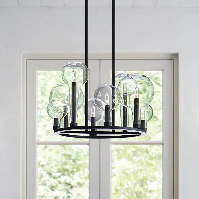 Alchemy Black Cage 8-Light Chandelier with Clear Glass