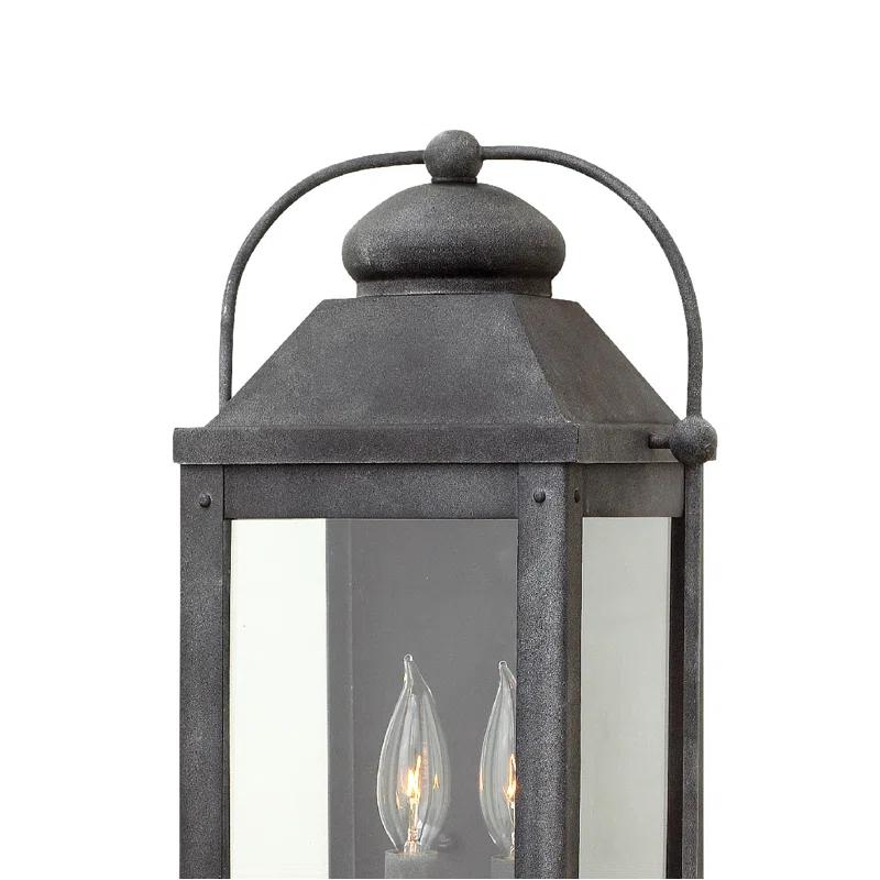 Aged Zinc 2-Light Outdoor Wall Lantern with Clear Glass