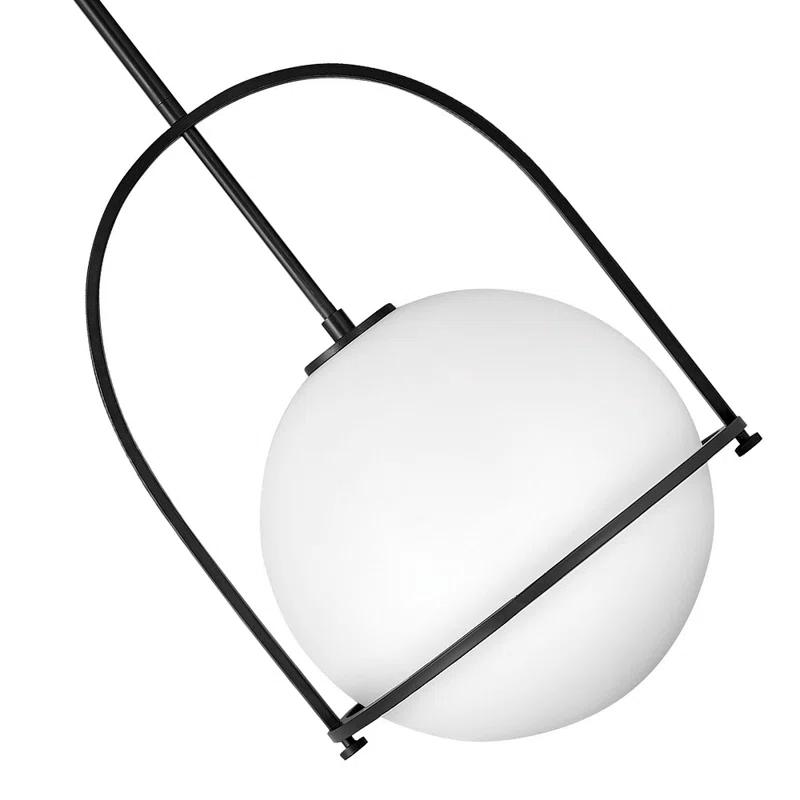 Somerset 15.5'' Black Globe Pendant Light with Etched Opal Glass