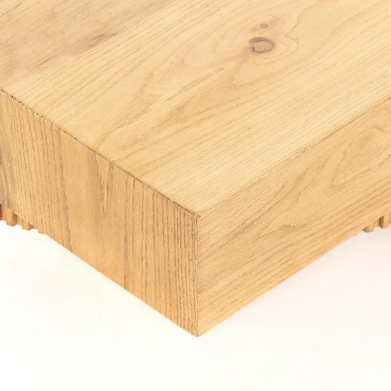 Reed Detail Graduated Honey Oak Square Coffee Table