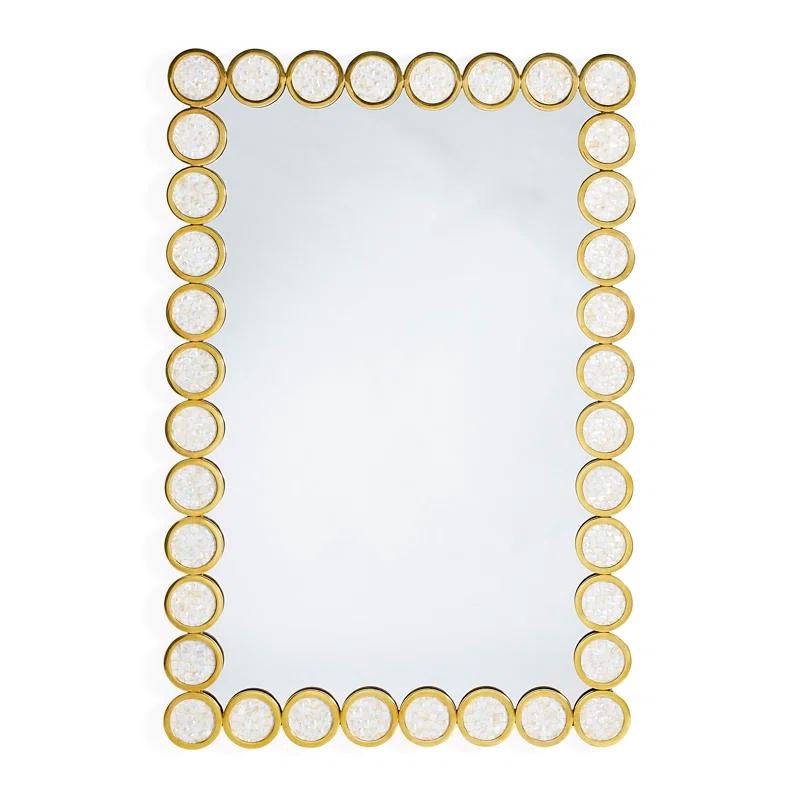 Twinkly Chic Pearl and Polished Brass Rectangular Mirror
