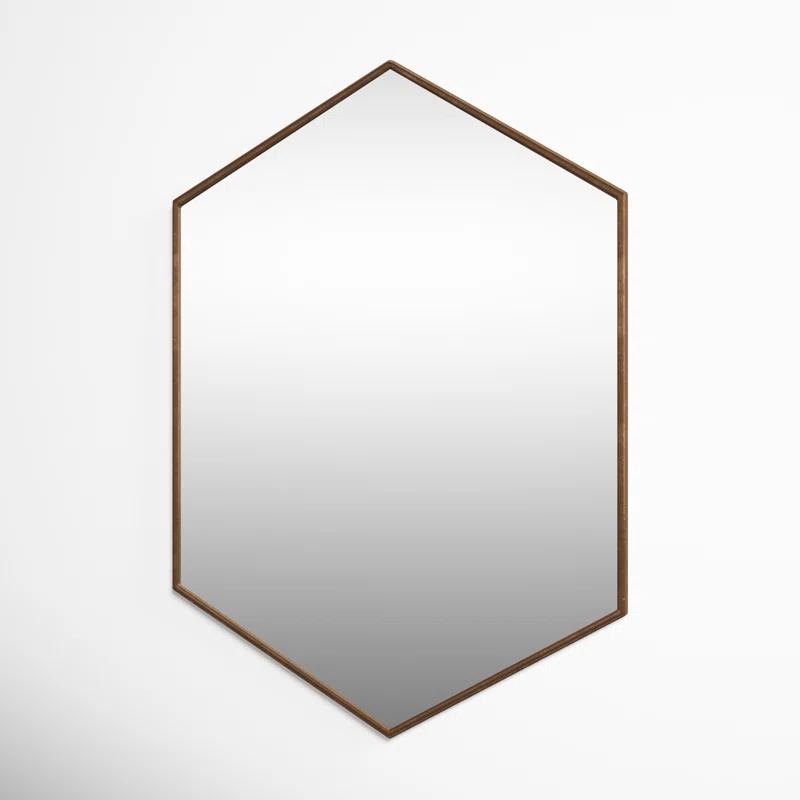 Geometric Bronze Hexagon Full Length Wall Mirror 31"x22"