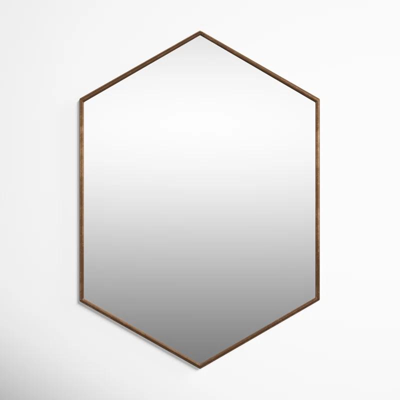 Geometric Bronze Hexagon Full Length Wall Mirror 31"x22"