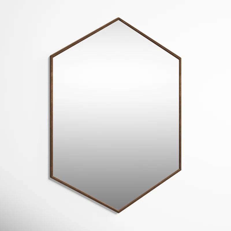 Geometric Bronze Hexagon Full Length Wall Mirror 31"x22"