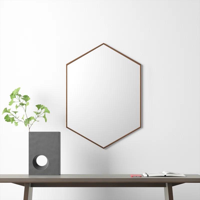 Geometric Bronze Hexagon Full Length Wall Mirror 31"x22"