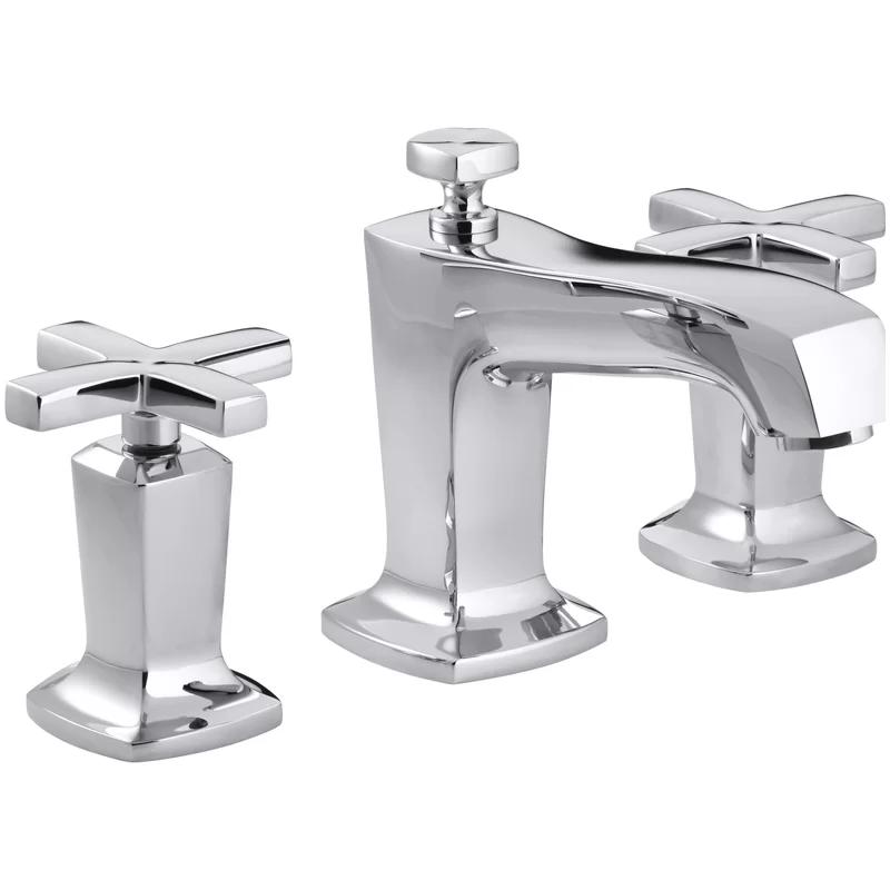 Margaux Polished Chrome Widespread Bathroom Faucet with Cross Handles