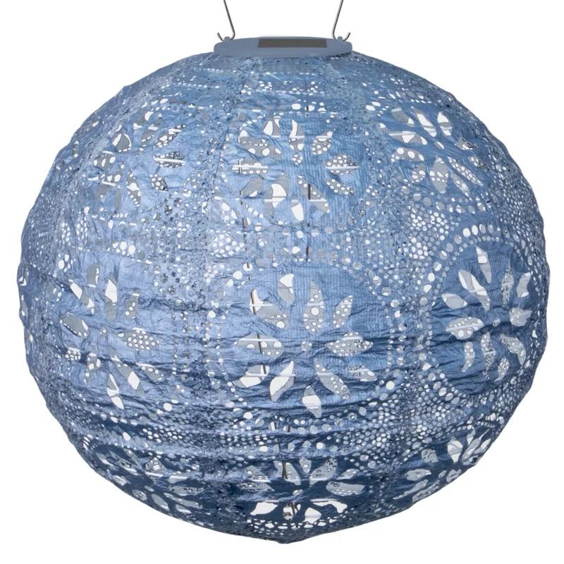 Boho Globe 12'' Metallic Blue Solar LED Outdoor Lantern